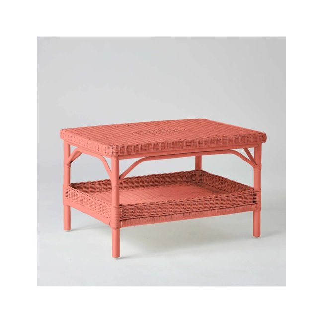 Table basse rectangulaire en rotin PRIMAVERA laqué rouge rubis - KOK