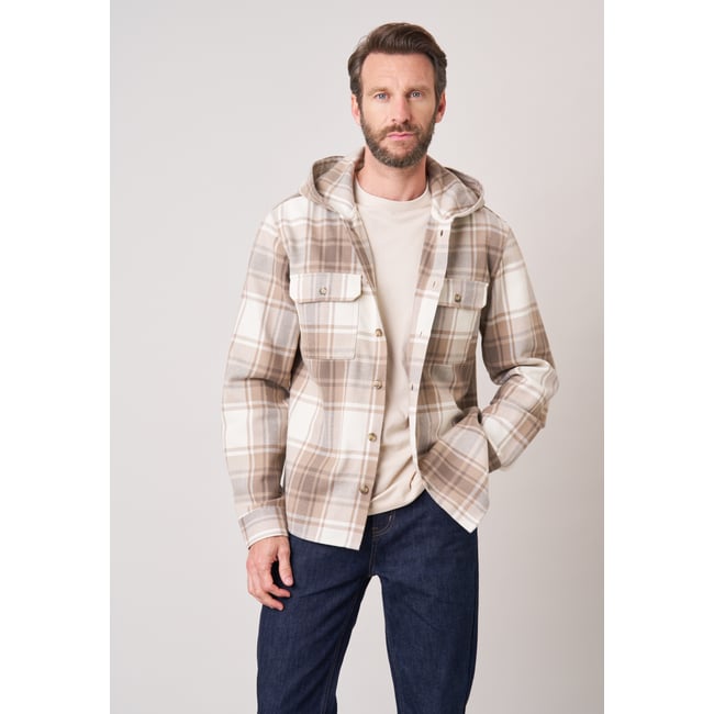 Chemise loose homme à carreaux PUEBLO dune <span itemprop=