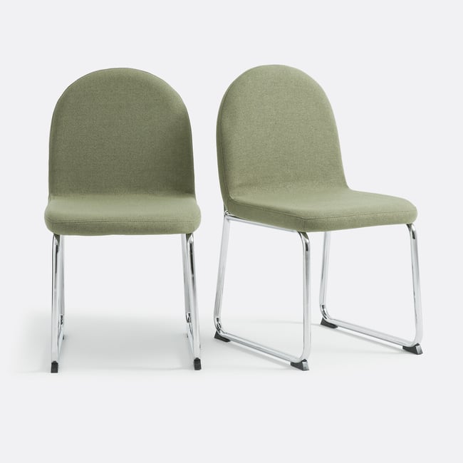 Conjunto de 2 sillas, patas cromadas, Marsso verde <span itemprop=