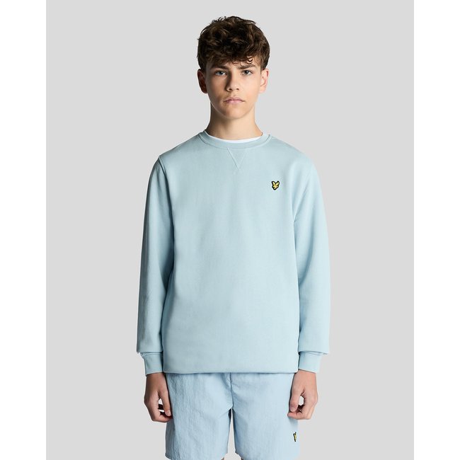 Sweat-shirt col rond en coton bleu opale <span itemprop=