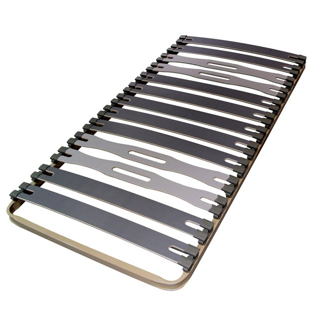 Sommier cadre à latte 5 zones de soutien - ETHAN Couleur beige/gris/noir <span itemprop=