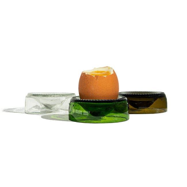 Lot de 3 coquetiers Couleur marron brun, transparent et vert <span itemprop=