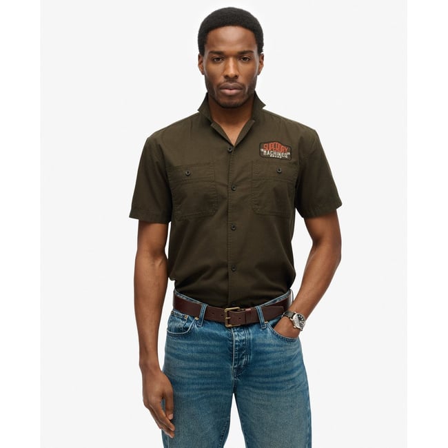 Chemise Mécanicien à Manches Courtes vert olive surplus goods <span itemprop=