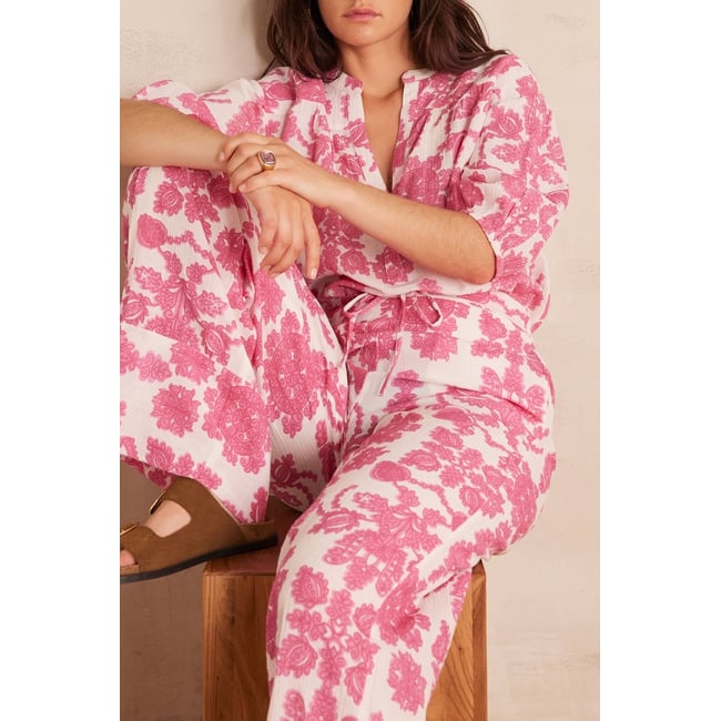 Pantalon PRINCE en coton rose <span itemprop=