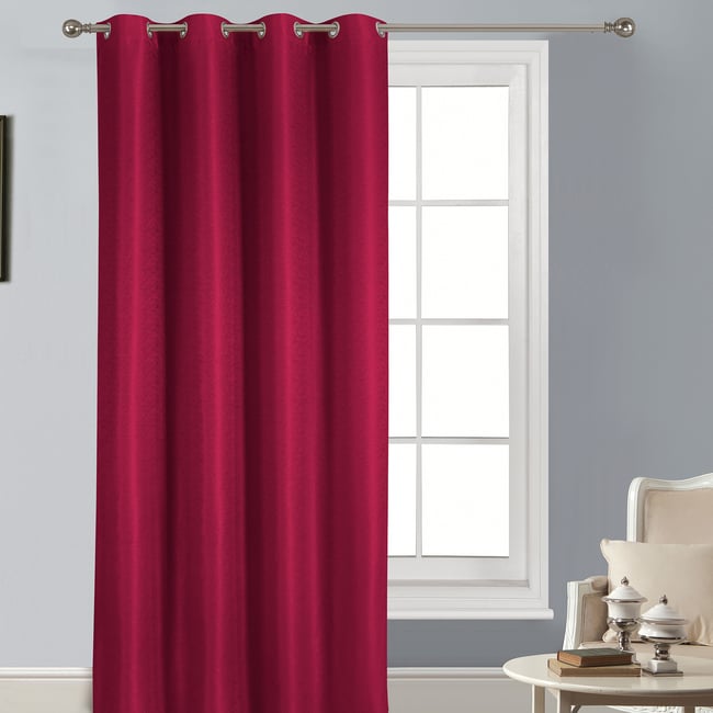 Rideau uni tissé avec motifs en relief bordeaux <span itemprop=