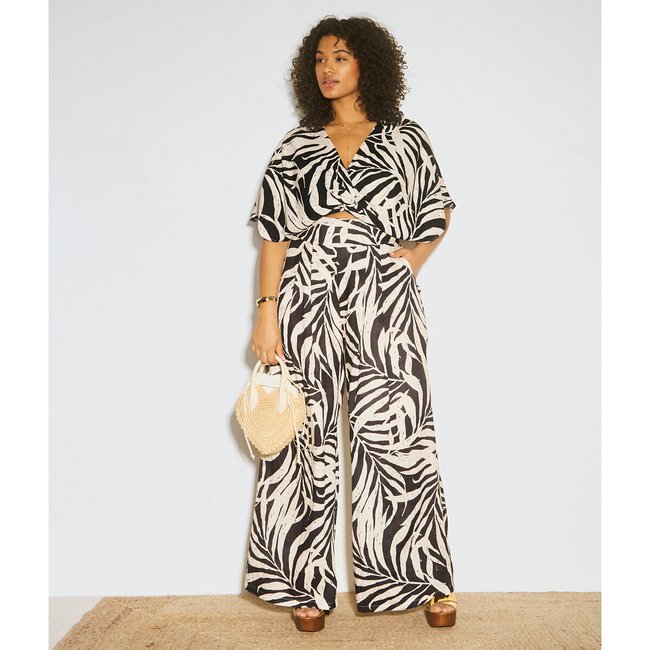 Pantalon large imprimé Jeanne imprimé noir <span itemprop=
