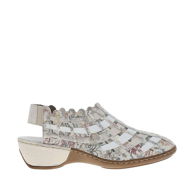 Escarpins en cuir beiges à talon compensé avec deux soufflets élastiqués beige <span itemprop=