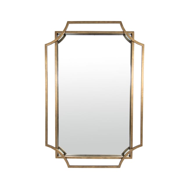 Miroir art déco en métal 60x90cm Couleur or <span itemprop=