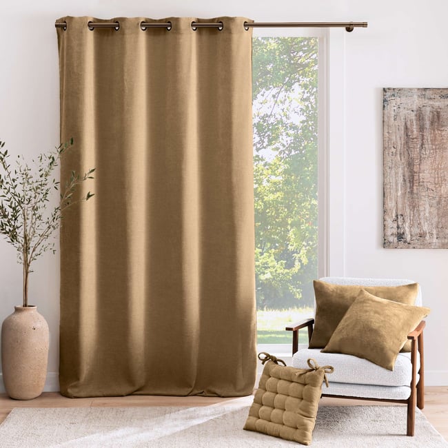 Rideau tamisant à œillets en velours chenille - DOUCEUR D'INTÉRIEUR