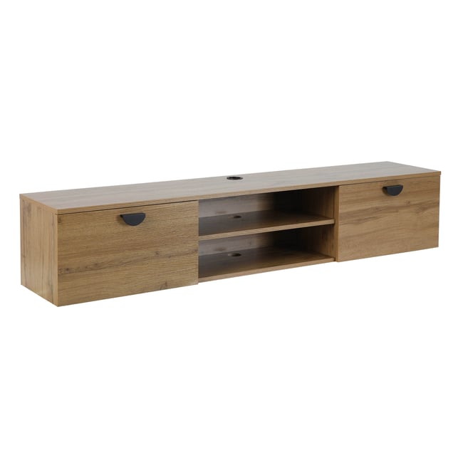 Meuble TV suspendu effet bois 160 cm, JESSY - OVIALA