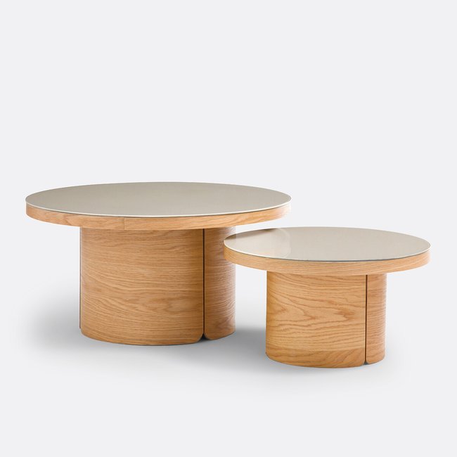 Lot de 2 tables basses semi-gigognes, Natesse Couleur naturel <span itemprop=