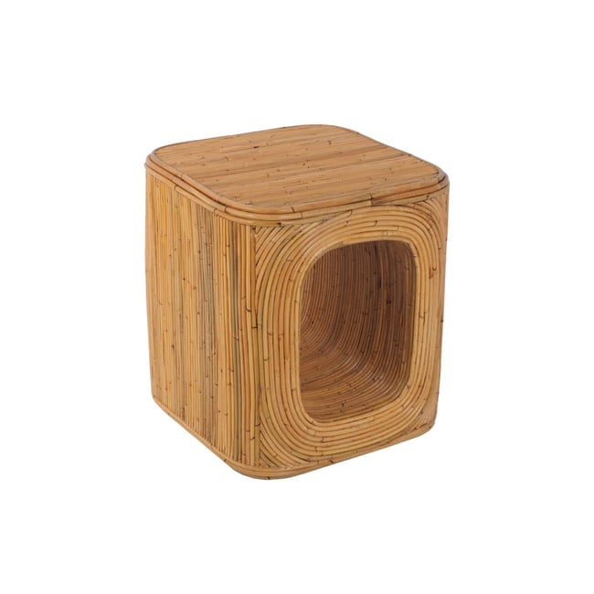 Bout de canapé, table d'appoint, table de chevet rotin naturel avec niche BAYA Couleur naturel <span itemprop=