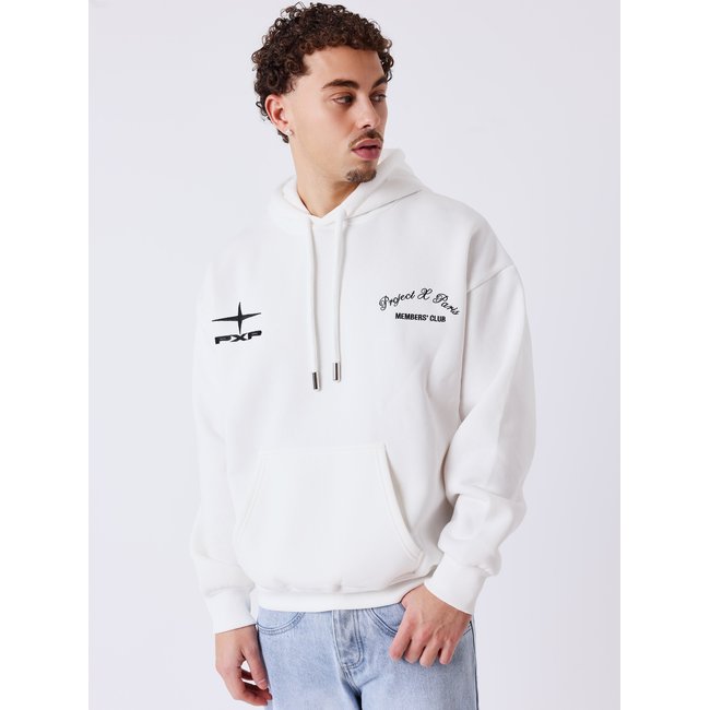Sweat à capuche PXP members' club blanc cassé <span itemprop=