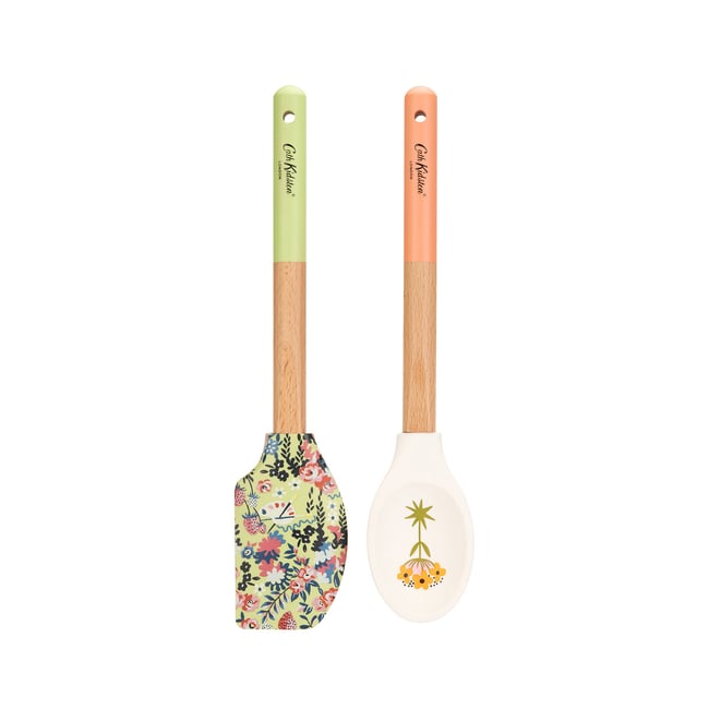 Set of 2 Painted Table Silicone & Wood Utensils, multi-coloured, CATH KIDSTON