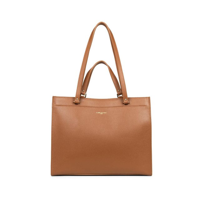Shopper XL Foulonné Double mit Reissverschluss, Schultertasche camel/orange <span itemprop=