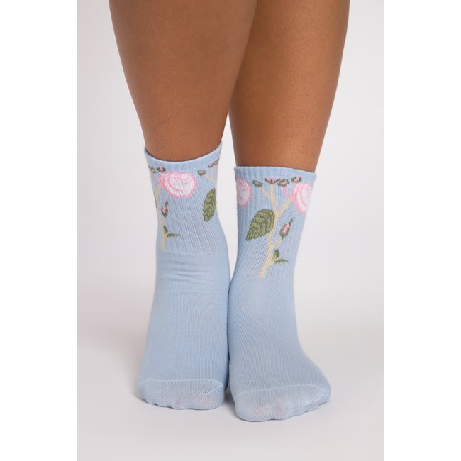 Chaussettes à fleurs avec tige côtelée douce - ULLA POPKEN