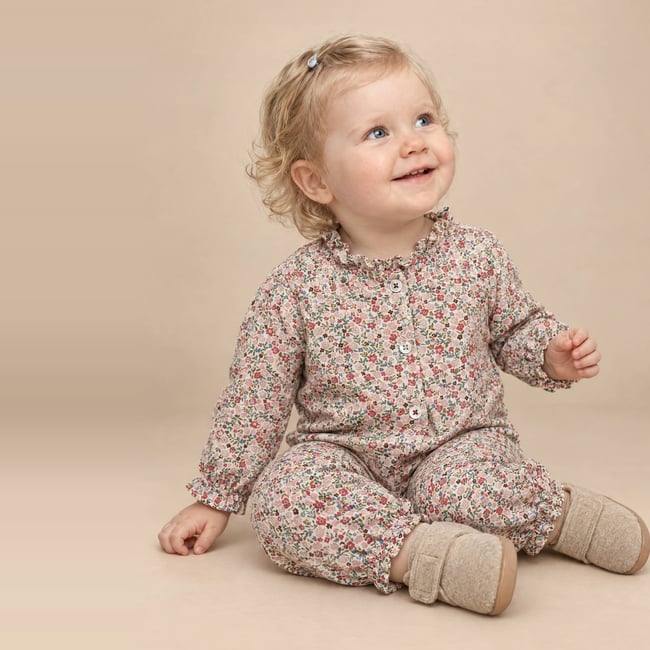 Combinaison longue en coton GOTS blush <span itemprop=