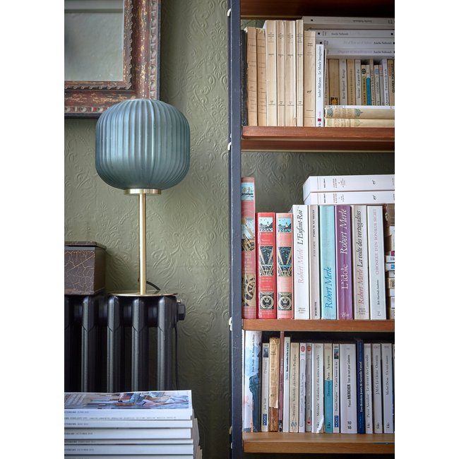Lampe métal et verre strié Couleur 6729 vert moyen uni <span itemprop=