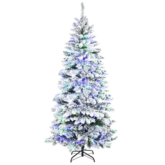 Sapin de Noël artificiel enneigé lumineux LED multicolore Couleur blanc <span itemprop=