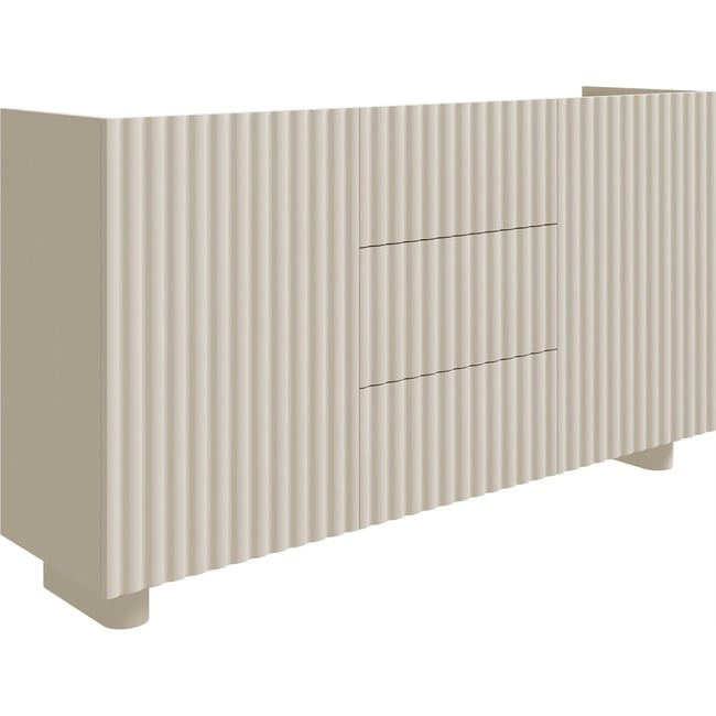 Commode bois à façades rainurées FIORRA Couleur beige cachemire <span itemprop=