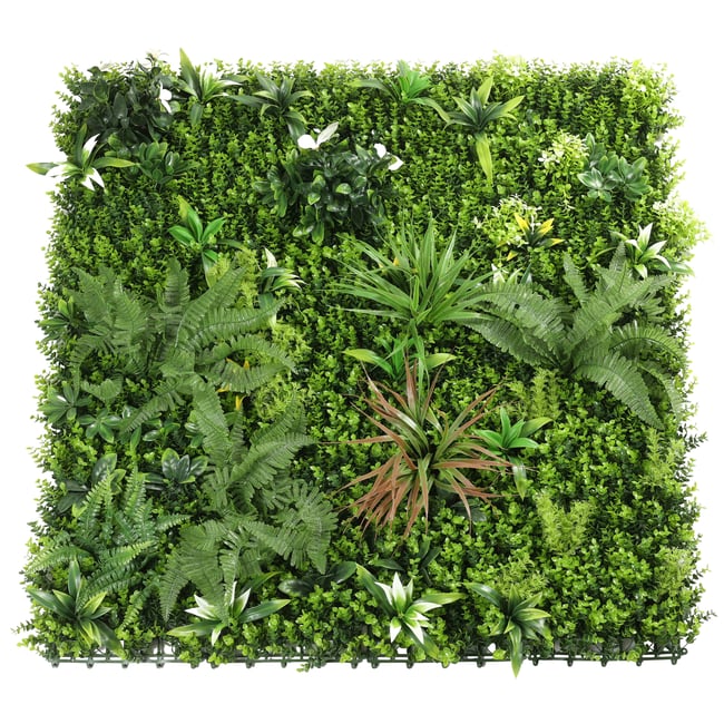 Mur végétal artificiel jungle tropicale premium intérieur et extérieur 100x100 cm, OIKO Couleur vert <span itemprop=