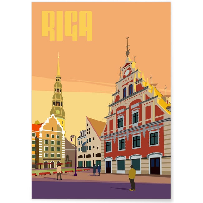 Affiche ville Riga Couleur blanc <span itemprop=