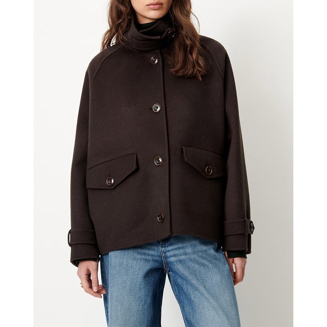 Manteau court en laine mélangée, VALLEY NEVADO brun <span itemprop=