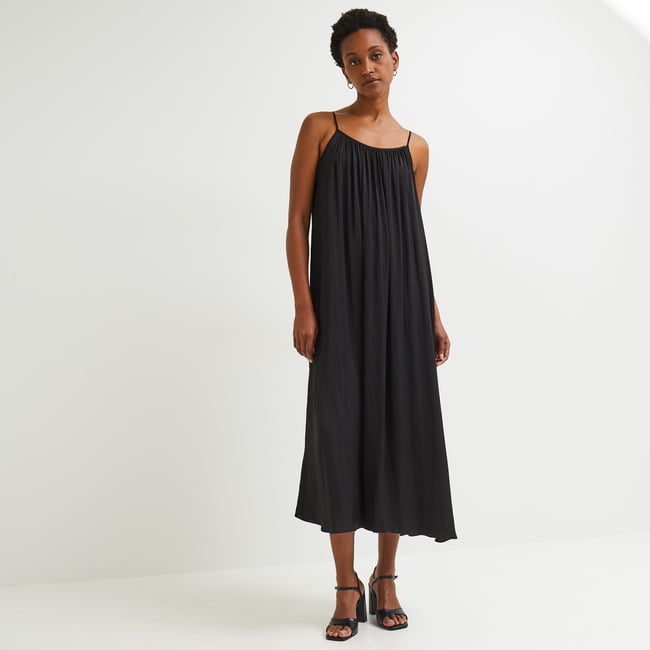Robe ample satinée à bretelles - MONOPRIX