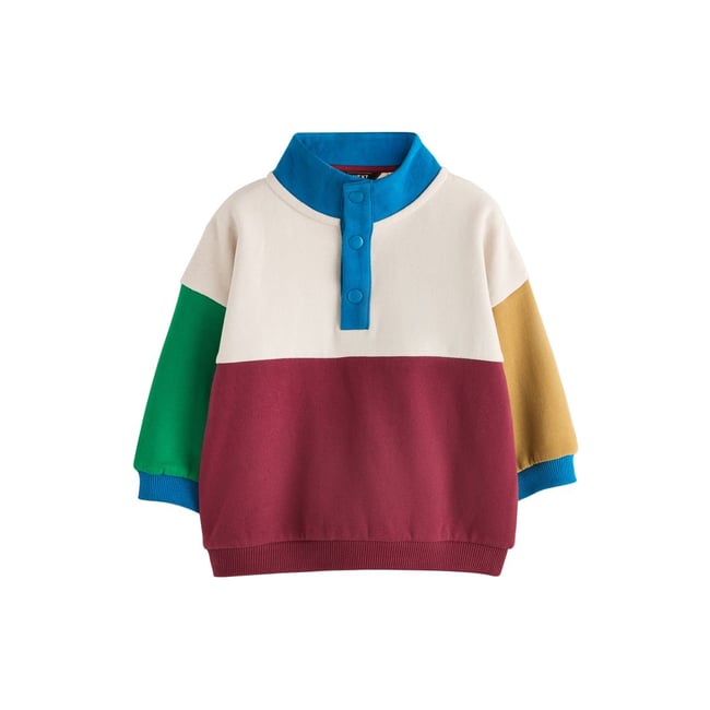Haut colour block avec col à boutons-pression grès brun <span itemprop=