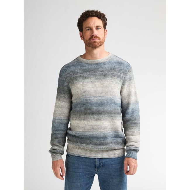 Pull chiné brookstone bleu storm blue <span itemprop=