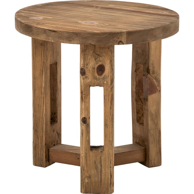 Table d'appoint ronde en bois recyclé Couleur marron <span itemprop=
