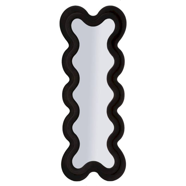Miroir mural au cadre ondulé sculptural GLAM Couleur noir <span itemprop=