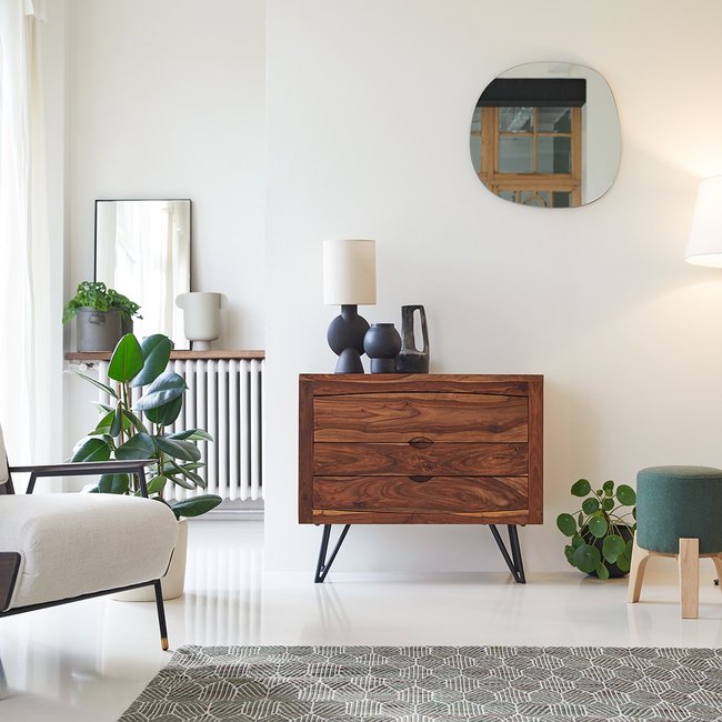 Commode en palissandre massif BONNIE Couleur marron <span itemprop=