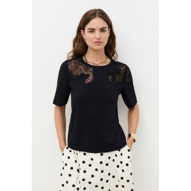 T-shirt droit col rond T-SHIRT TDALILA noir <span itemprop=