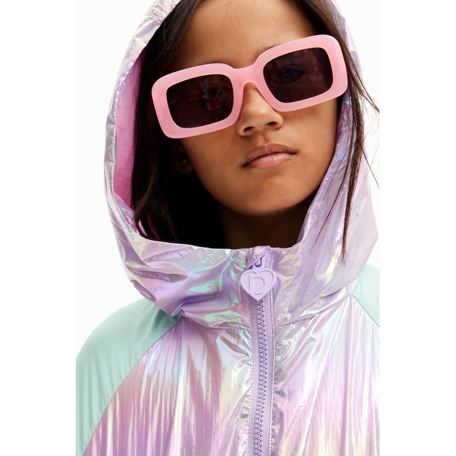 Veste patchwork iridescent rouge <span itemprop=