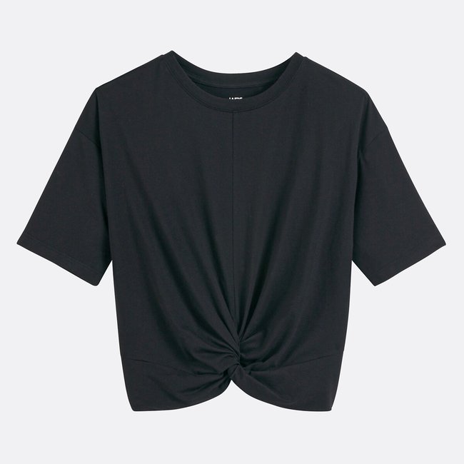 Camiseta sin mangas de cuello cuadrado negro <span itemprop=