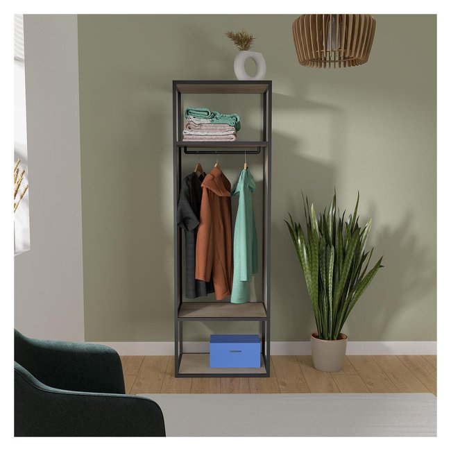 Portant vêtements en bois et métal OSLO Couleur noir <span itemprop=