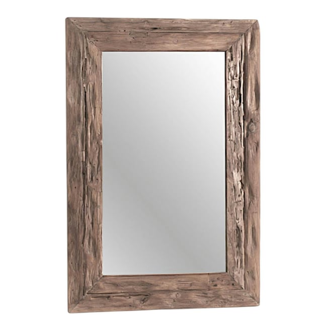 Miroir rectangulaire avec cadre bois recyclé 120 cm DEPOK Couleur bois naturel <span itemprop=