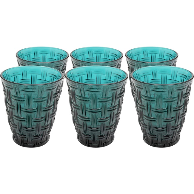 Lot de 6 verres à eau, TISSUE Couleur bleu <span itemprop=