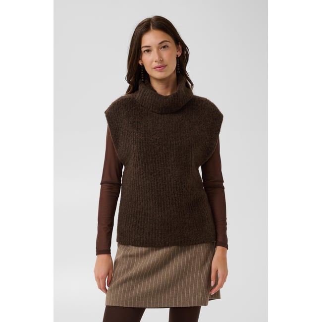 Pullover tricoté marron coffee bean melange <span itemprop=