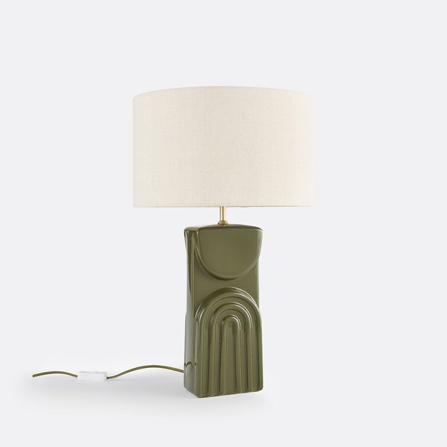 Topia Ceramic & Linen Table Lamp, green, LA REDOUTE INTERIEURS