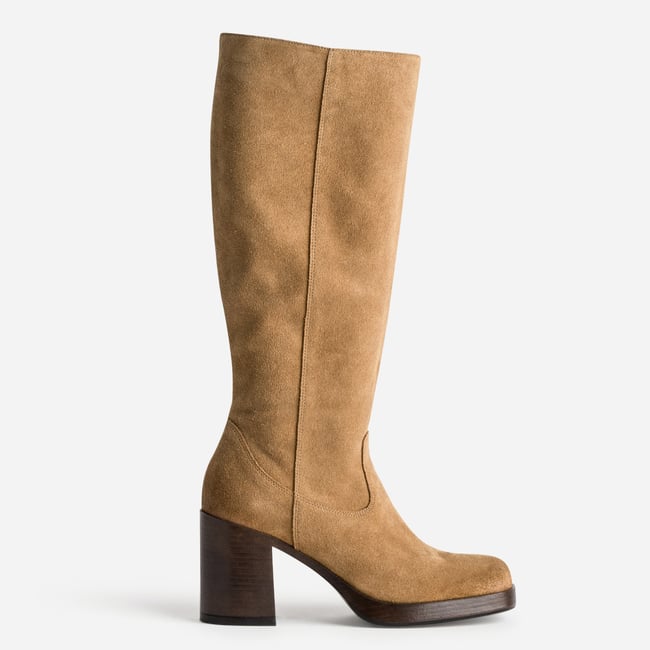 Botte À Talon en cuir TESSA camel <span itemprop=