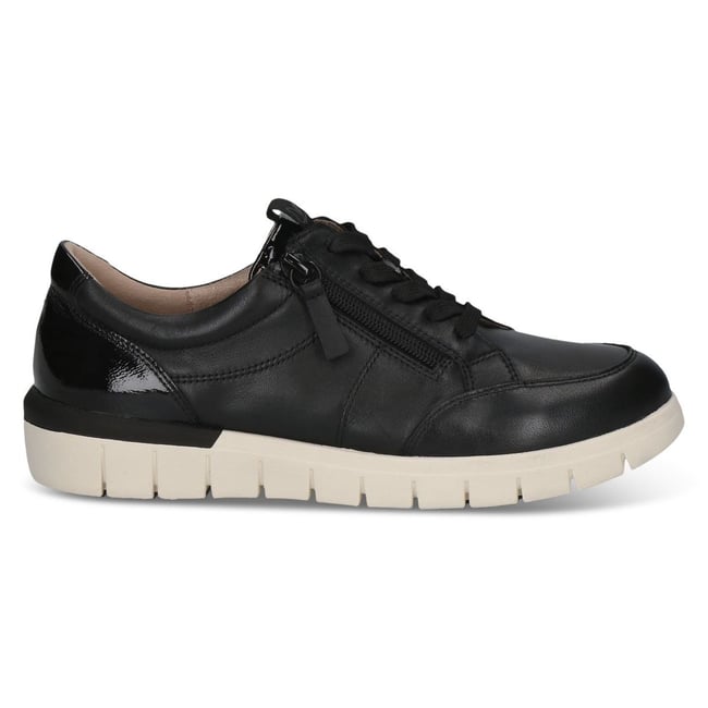 Basket en cuir noir zèbre <span itemprop=