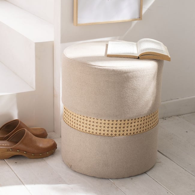 Tabouret cannage PALMA Couleur beige <span itemprop=