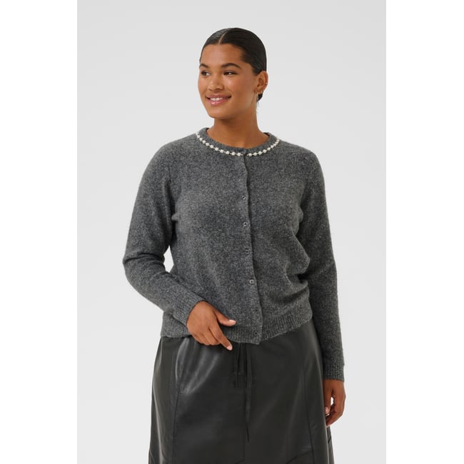 Cardigan à tricot gris grey melange <span itemprop=