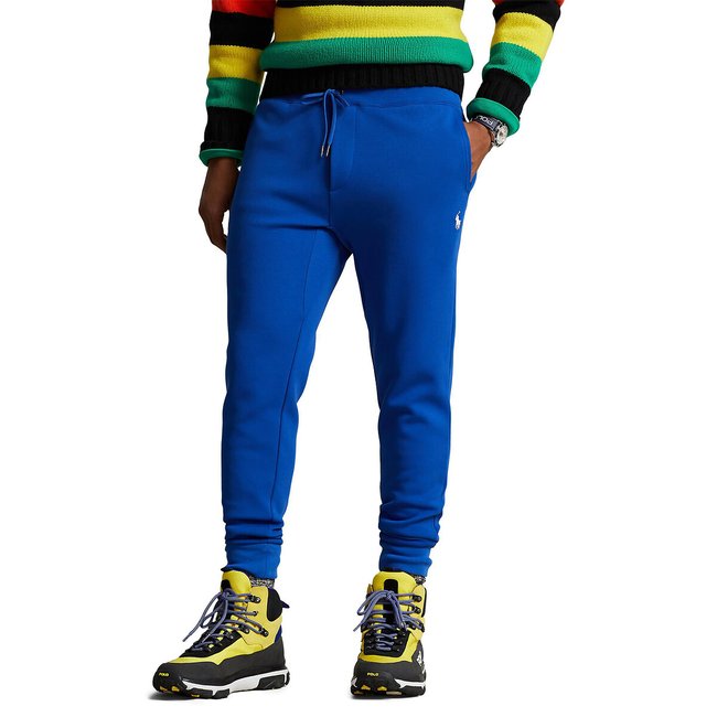 Pony player fitted joggers with embroidered logo in cotton mix denim blue Polo Ralph Lauren La Redoute