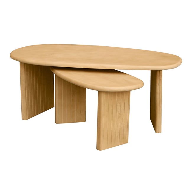 Tables basses gigognes bois clair manguier massif (lot de 2) MARBELLA - MILIBOO