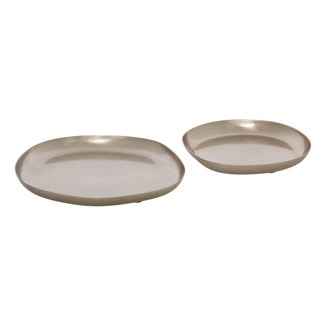 Lot de 2 vide-poches de Noël en aluminium ronds or Couleur dore <span itemprop=