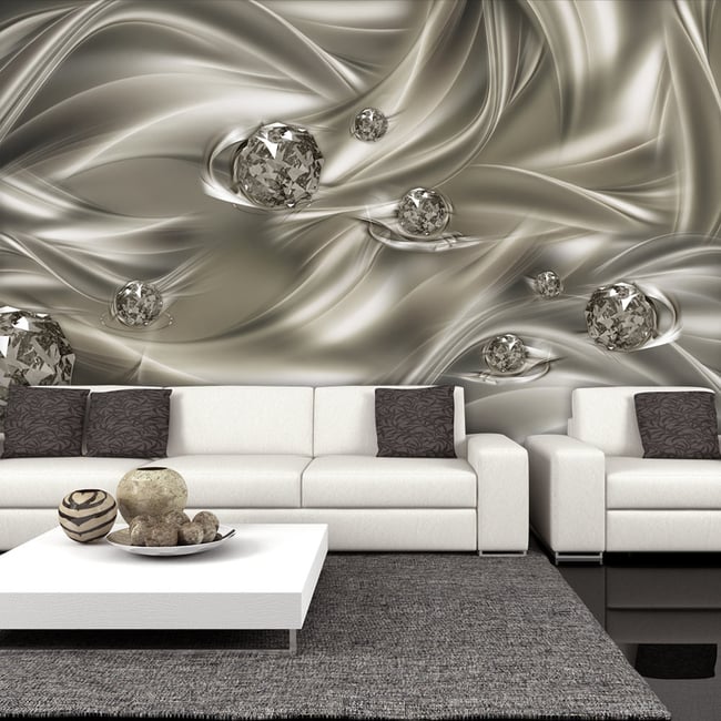 Papier peint intissé panoramique Abstractions Silk Touch Couleur gris / argent <span itemprop=