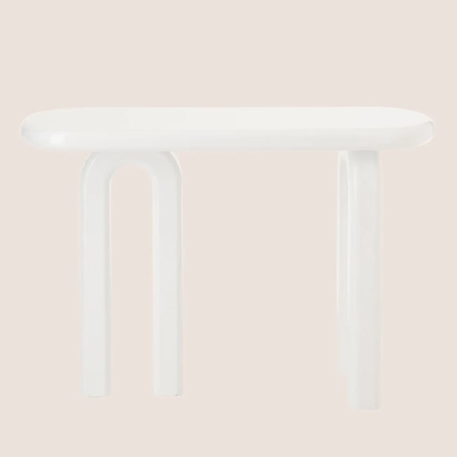 Console rétro ovale L120 - LUCIENNE Couleur blanc <span itemprop=